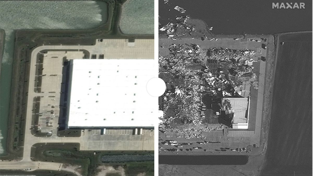 Předtím a potom: Srovnávací snímky ukazují strašlivou sílu tornáda v USA
